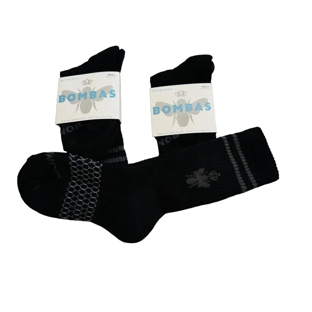 Bombas calf socks size small black honeycomb arch support stay up 3 pack‎ new